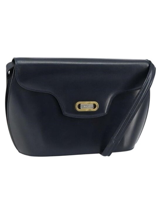 BALLY Handbags - Authentic BALLY Shoulder Bag Leather Navy Gold